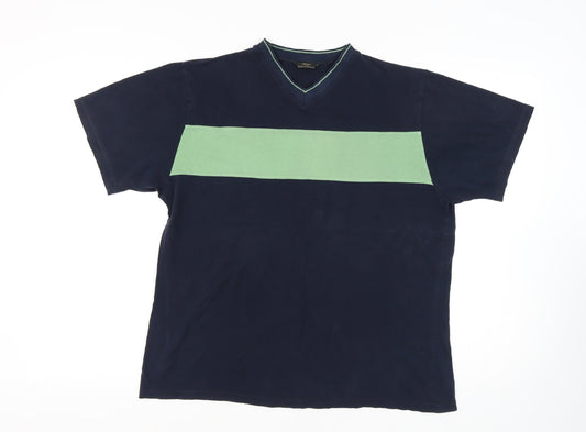 Marks and Spencer Men’s Blue Colourblock T-Shirt, Medium
