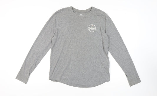 Hollister Men's Grey Long Sleeve T-Shirt, Size S