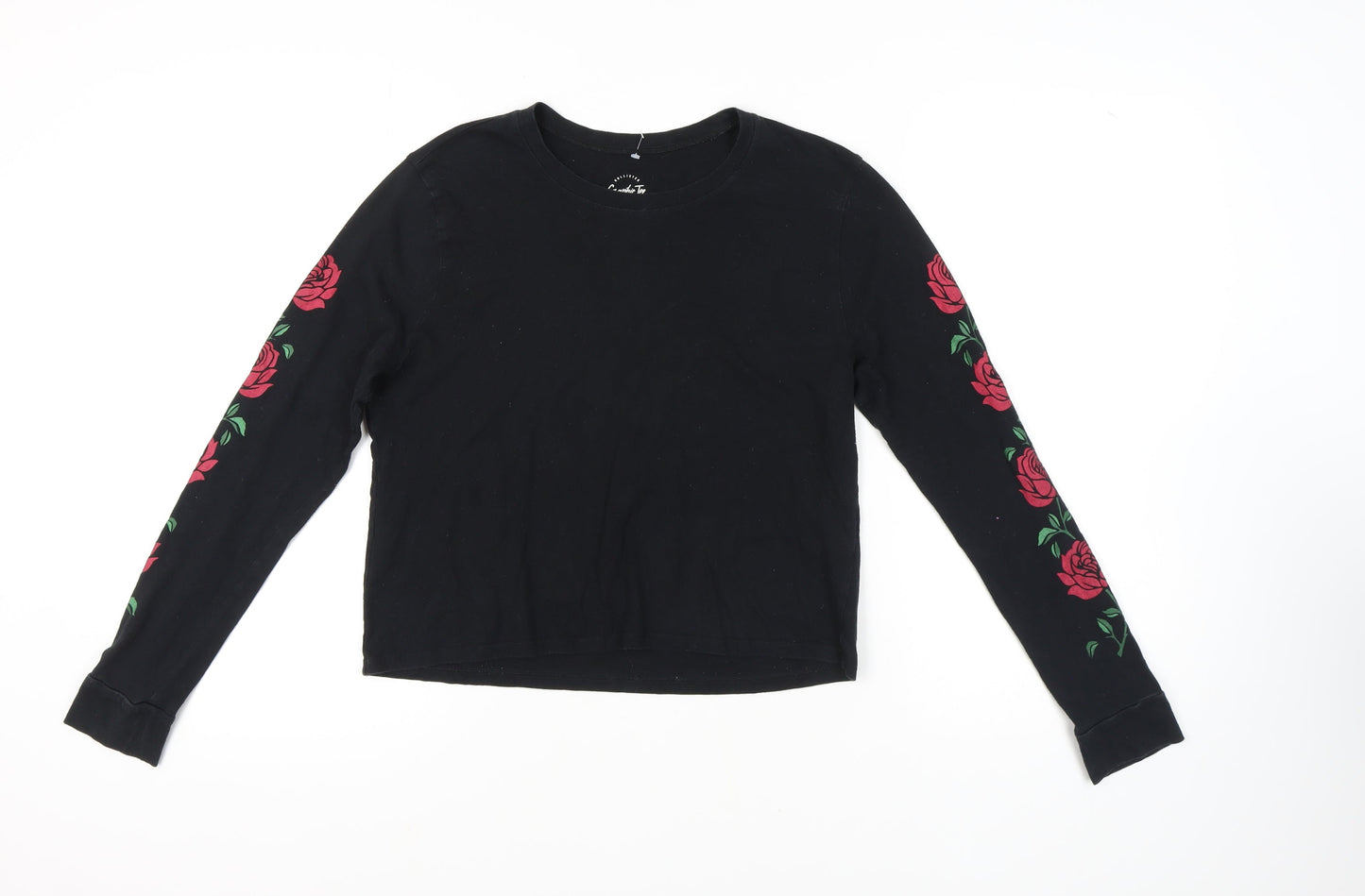 Hollister Women's Black Floral Long Sleeve T-Shirt
