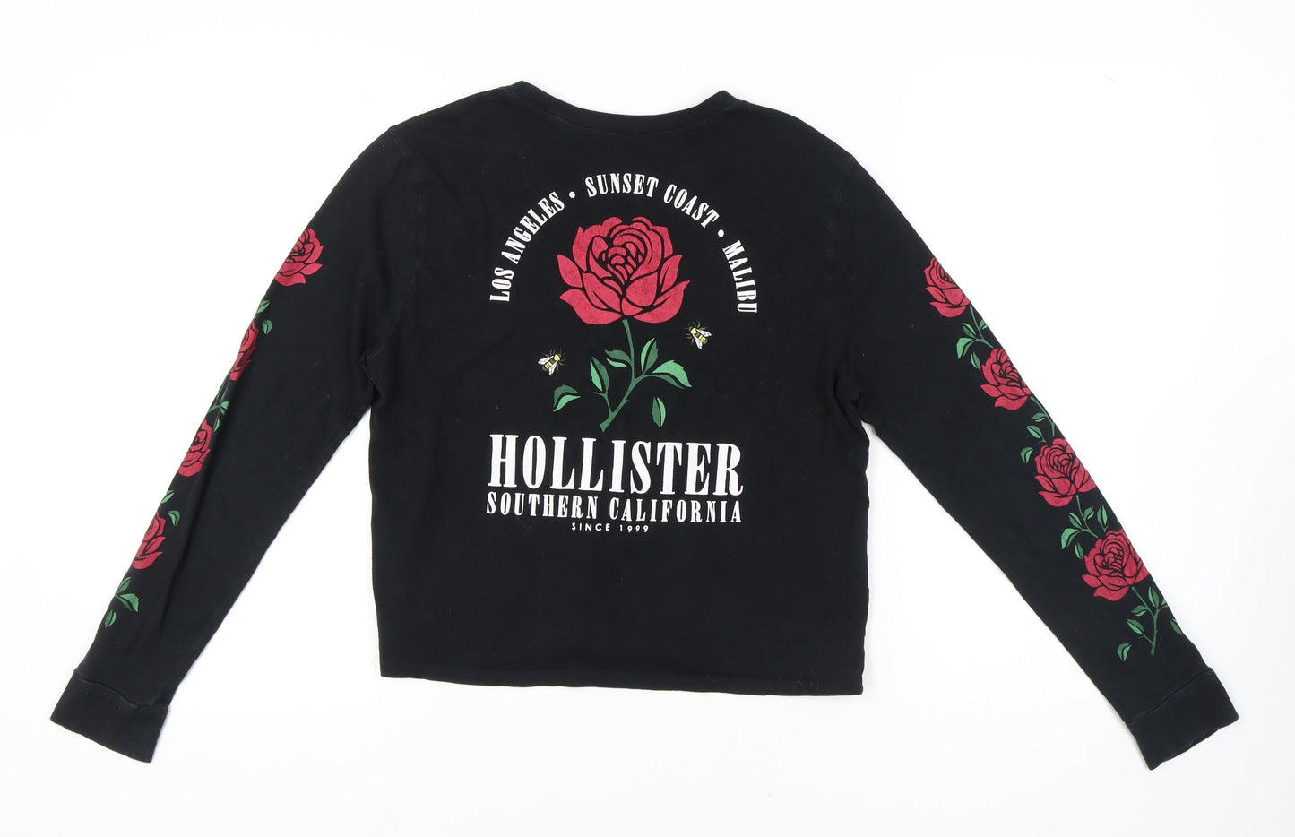 Hollister Women's Black Floral Long Sleeve T-Shirt