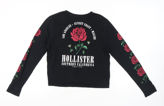 Hollister Women's Black Floral Long Sleeve T-Shirt
