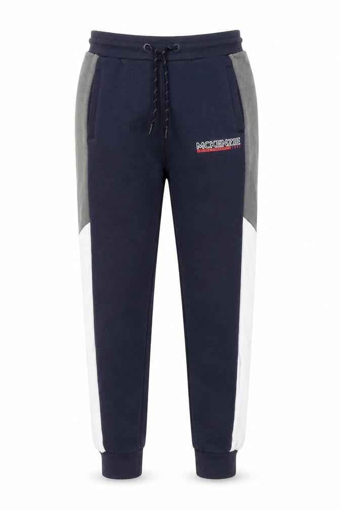 Front view of McKenzie boys’ blue jogger trousers 10-11 years