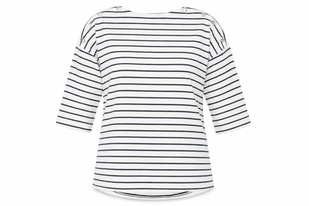 Marks and Spencer Women's White Striped Jersey T-Shirt