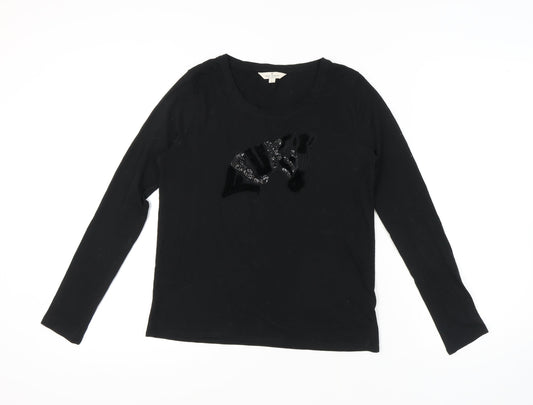 French Connection Women's Black Sequin Long Sleeve T-Shirt