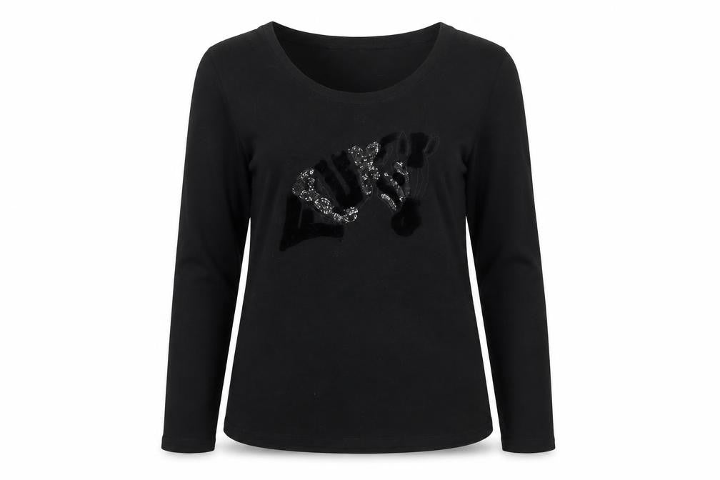 Womens UK Size S French Connection Black 100% Cotton T-Shirt
