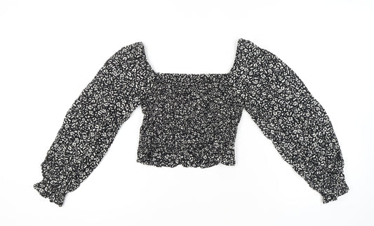 Nobody's Child Women's Black Floral Blouse Size 8