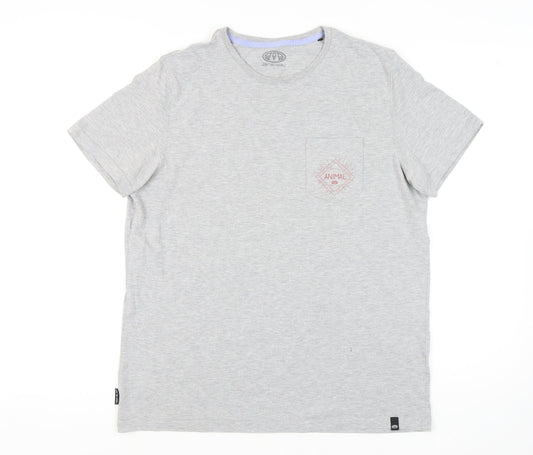 Animal Grey Men's Crew Neck T-Shirt, Size L