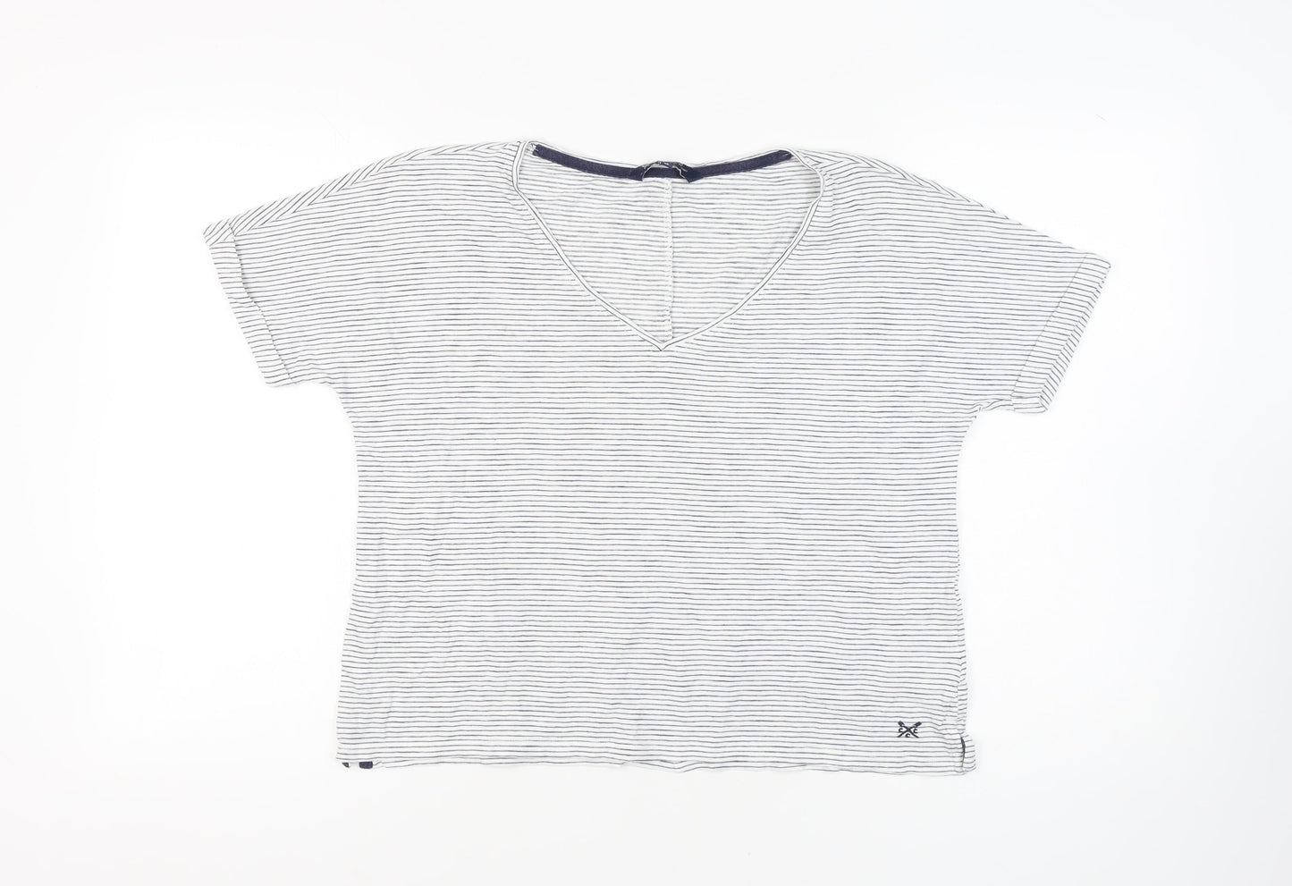 Crew Clothing Company Women's White Striped T-Shirt Size 12