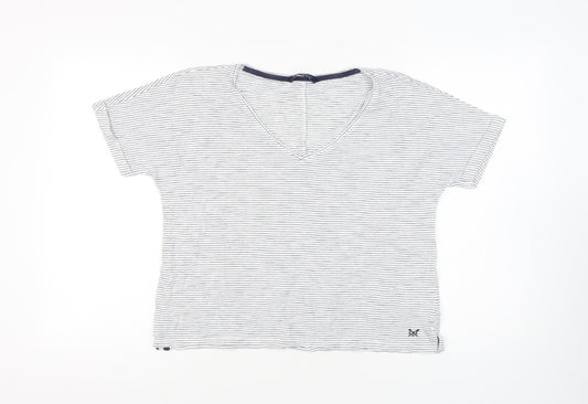 Crew Clothing Company Women's White Striped T-Shirt Size 12