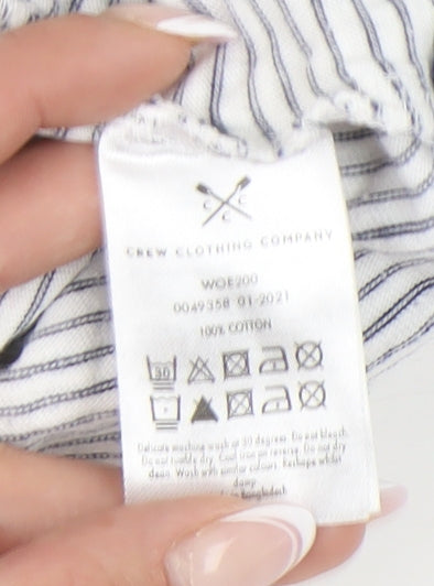 Crew Clothing Company Women's White Striped T-Shirt Size 12