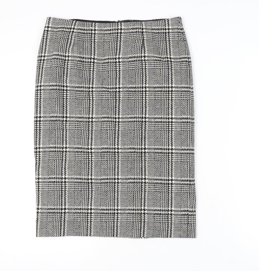 Jaeger Women Pencil Skirt Black Check Size 12 Elegant