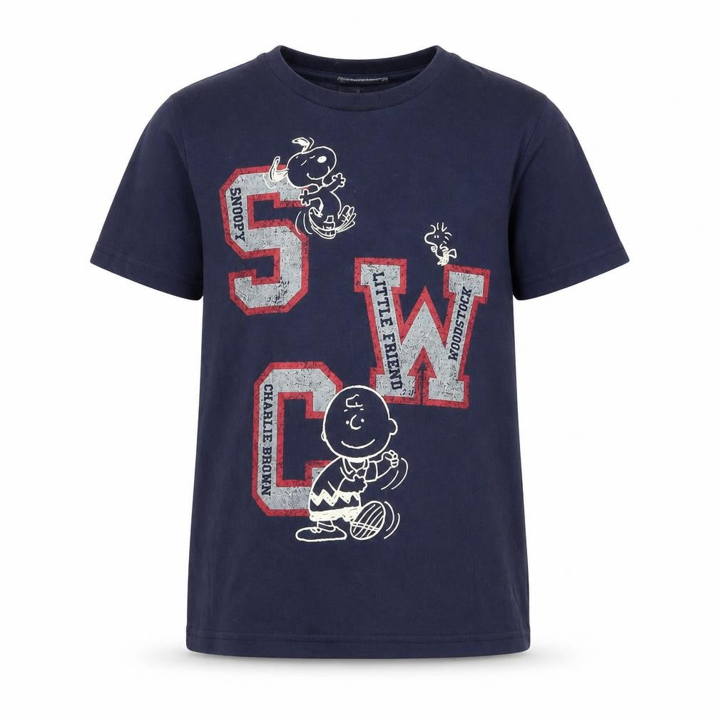 Front view of Uniqlo girls’ blue graphic t-shirt, 9-10 years, cotton blend
