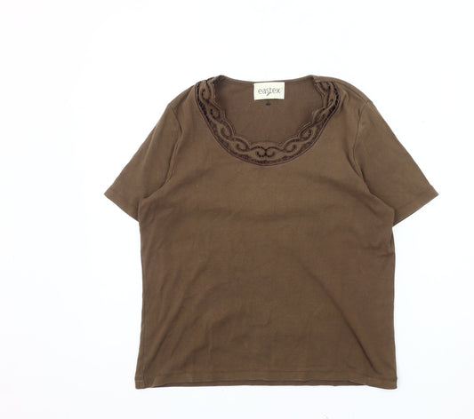 Eastex Women's Brown Embroidered T-Shirt Size 12