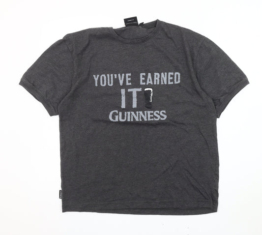 Guinness Men's Grey Medium T-Shirt Graphic Print