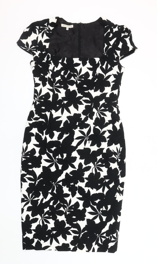 Laura Ashley Women's Black & White Floral Dress Size 12