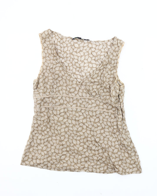 Boden Women's Beige Floral Sleeveless Top Size 14