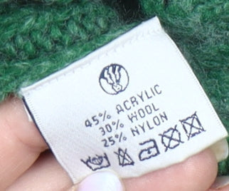 Fat Face Women's Green Open-Knit Hooded Pullover Jumper