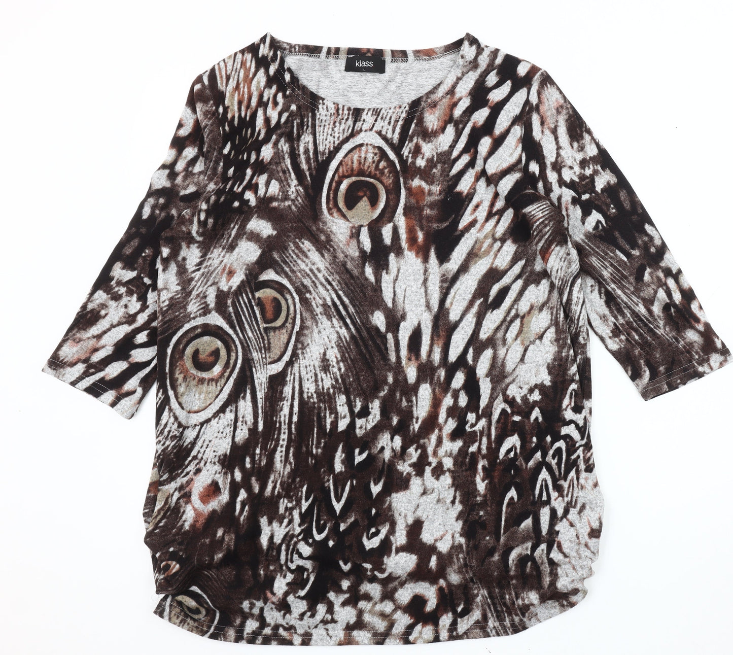 Klass Women's Brown Animal Print Tunic Jumper L