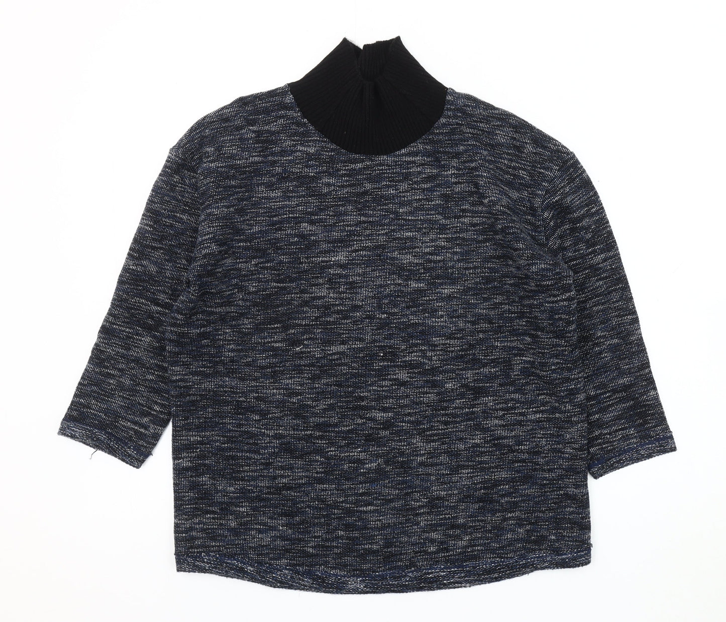 ZARA Women's Blue High Neck Knit Jumper, Size S
