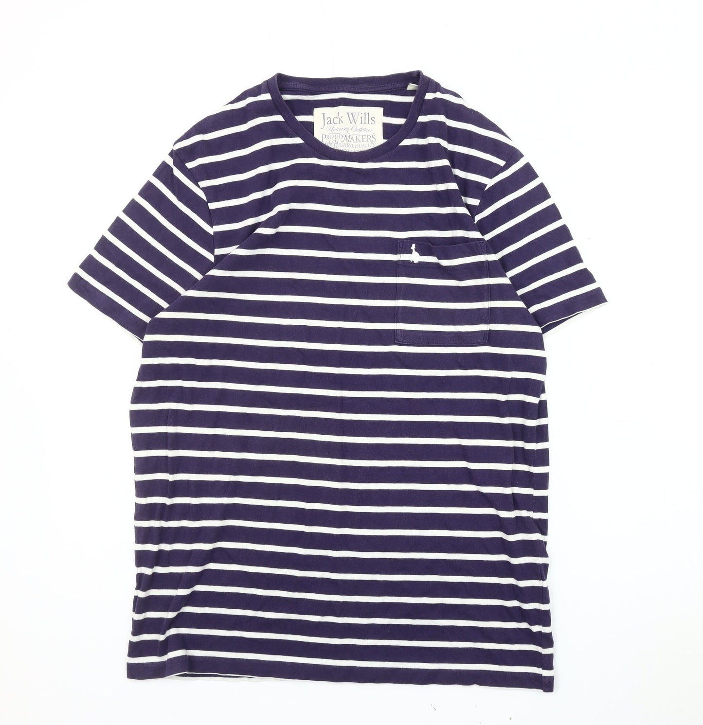 Jack Wills Men's Blue Striped T-Shirt, Size S