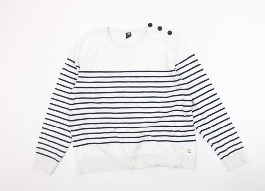 Helly Hansen Women's XL White Striped Pullover Jumper