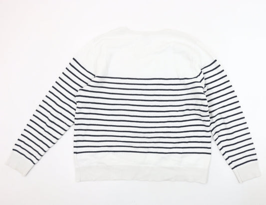 Helly Hansen Women's XL White Striped Pullover Jumper