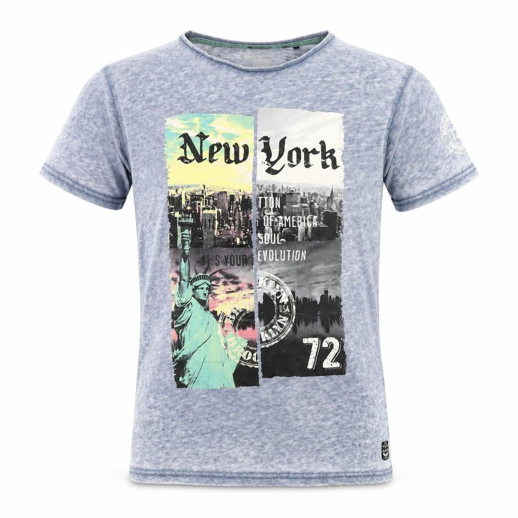 Brave Soul Men's Blue City Graphic Print T-Shirt L