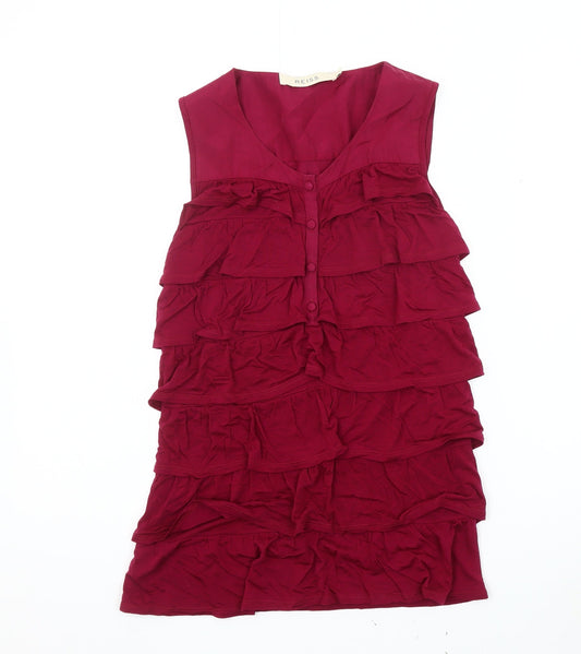 Reiss Women's Red Sleeveless Ruffle Blouse S