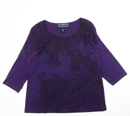 Karen Scott Women's Purple Paisley T-Shirt XL