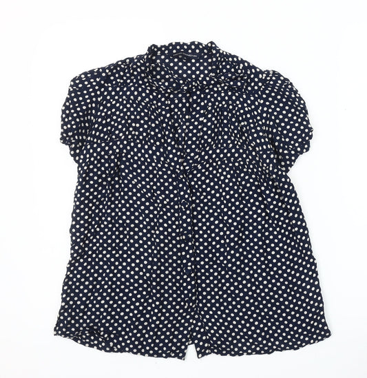 French Connection Women's Blue Polka Dot Blouse Size 10