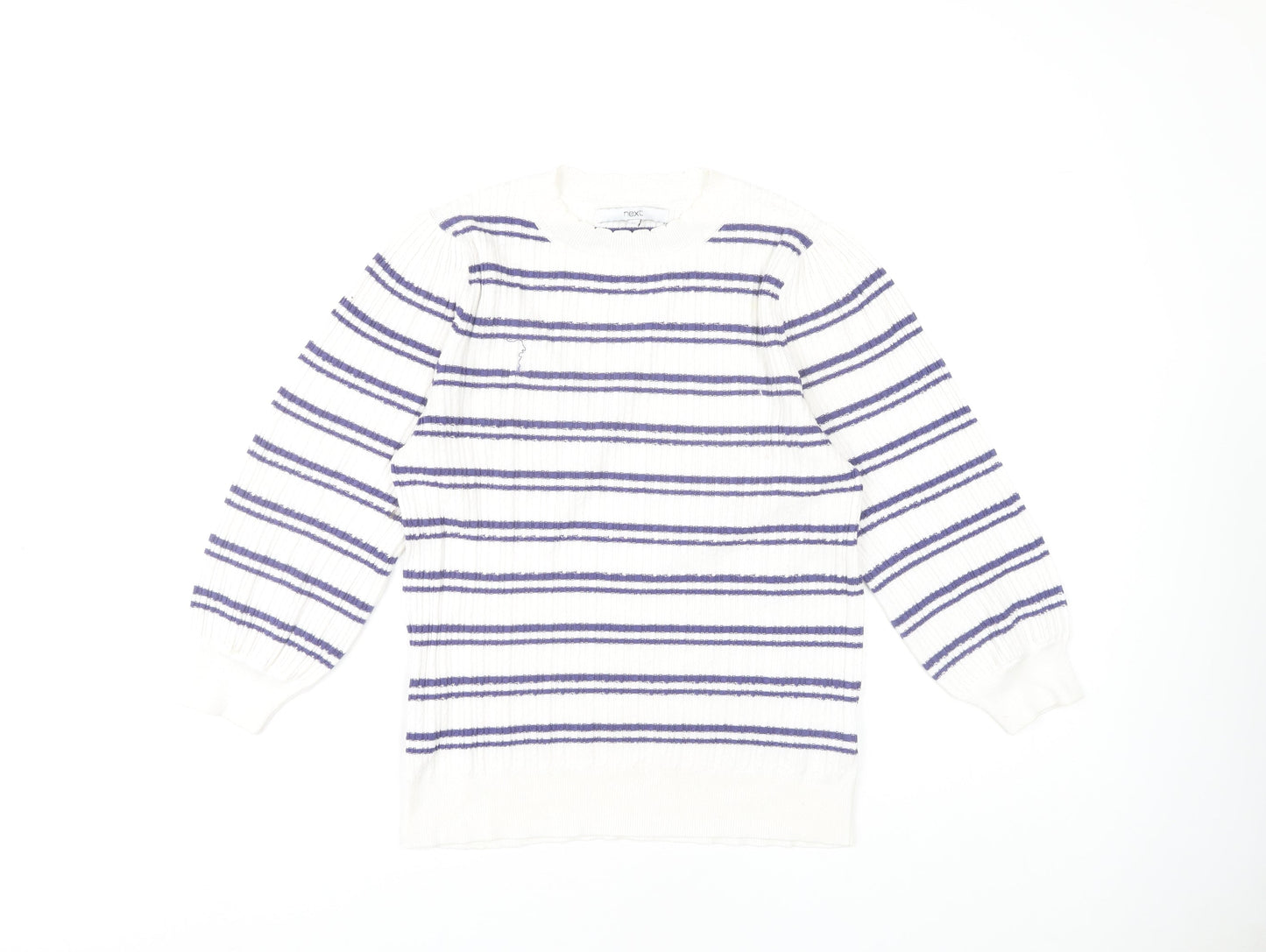 Next Women's Striped Pullover Jumper White Size 12