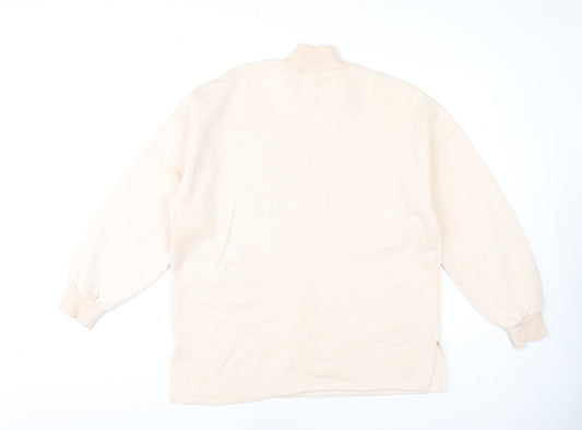 Bershka Women's Beige Sweatshirt, Size 14, Mock Neck