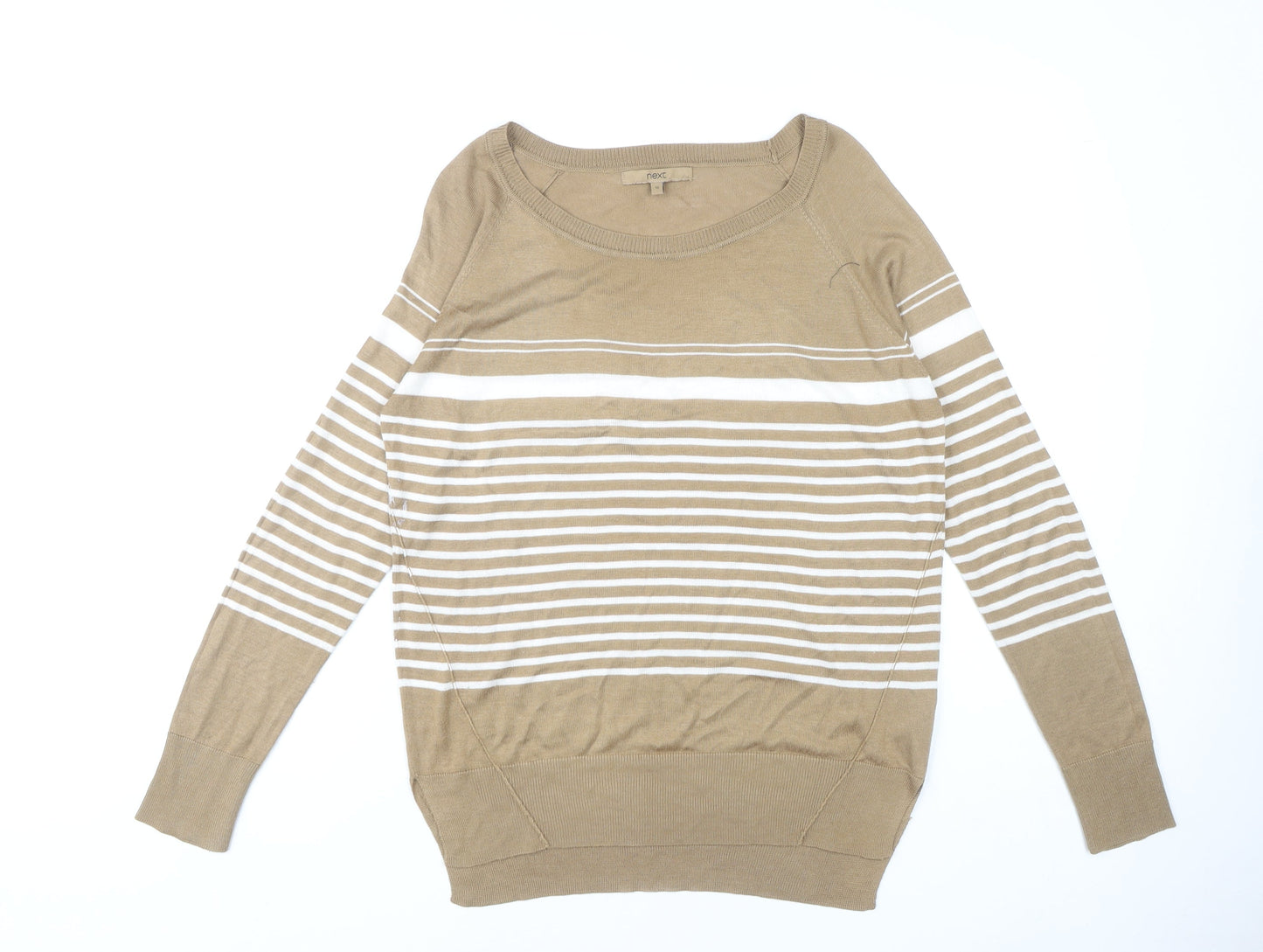 Next Women's Beige Striped Pullover Jumper Size 10