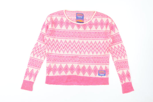 Superdry Women's Pink Geometric Pullover Jumper S