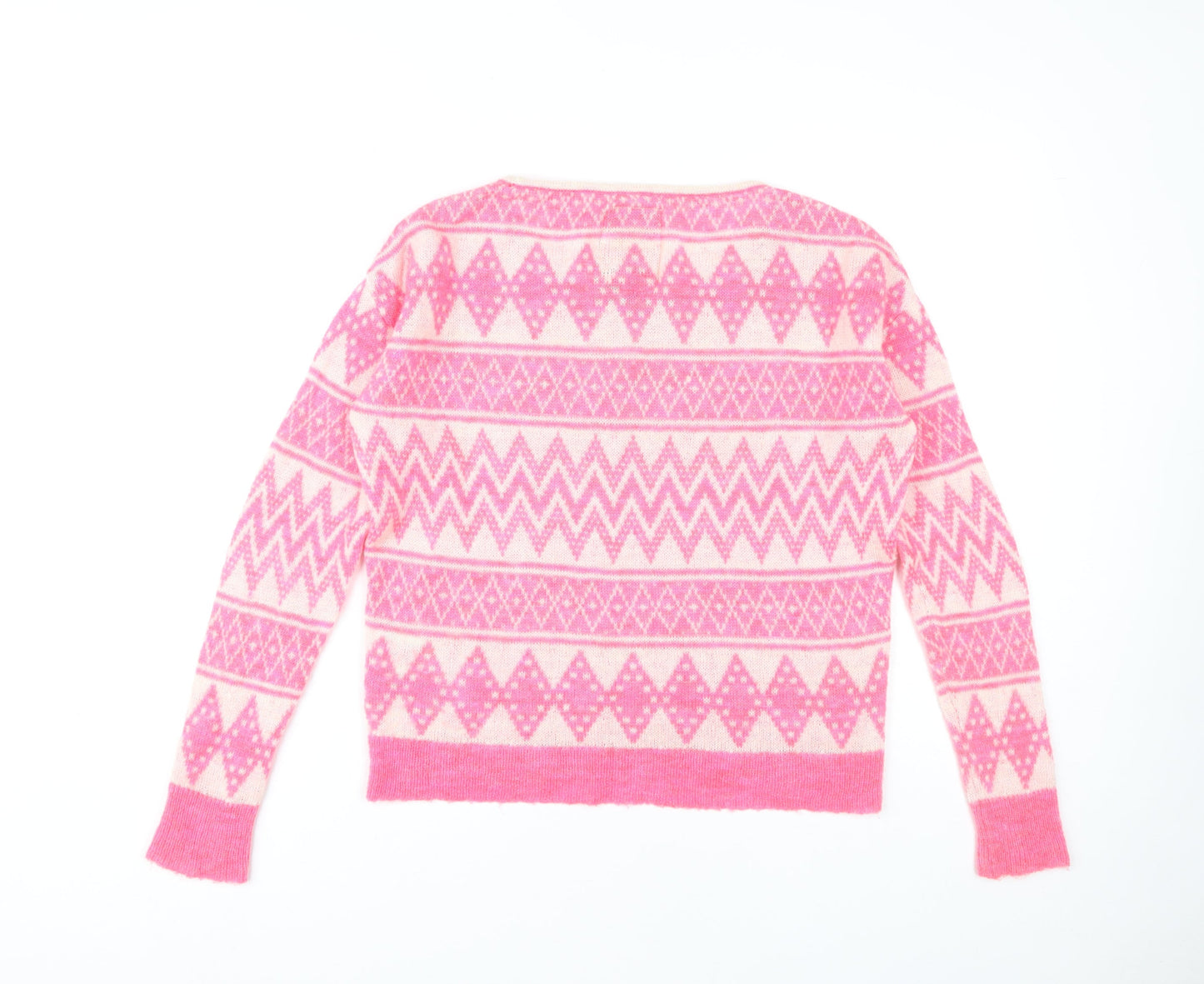 Superdry Women's Pink Geometric Pullover Jumper S
