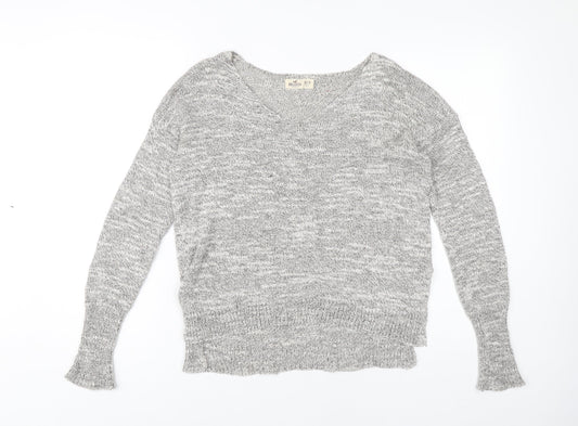Hollister Women's Grey XS Pullover V-Neck Jumper