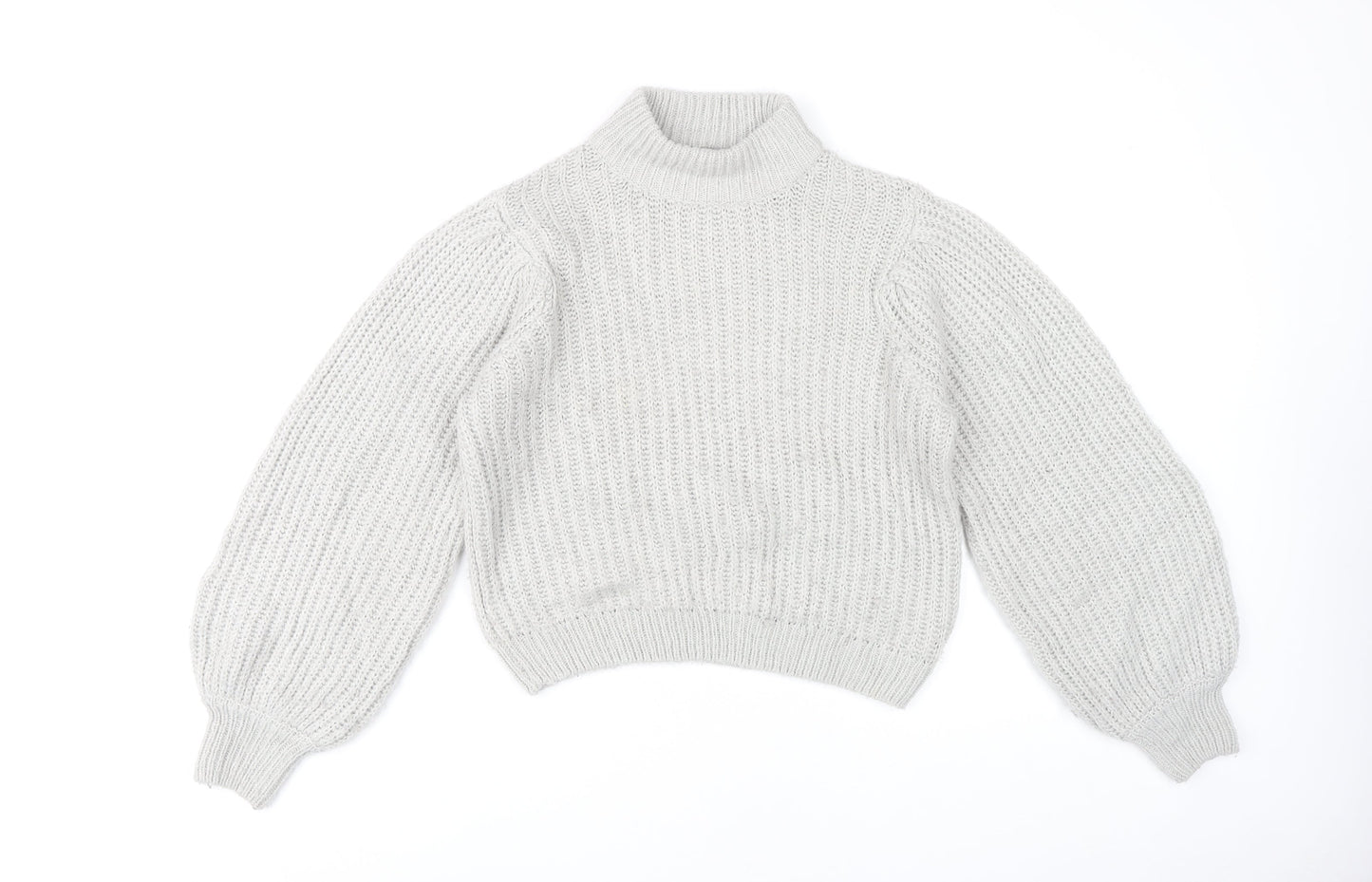 NA-KD Women's Grey Mock Neck Pullover Jumper, 2XS