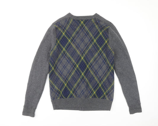 Fred Perry Men's Grey Argyle Cardigan L