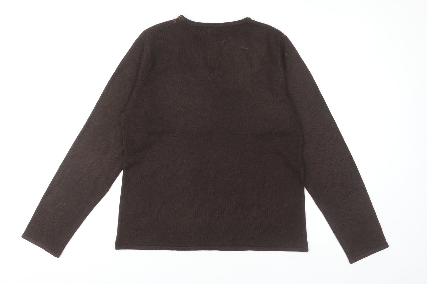 Style by EWM Women's Brown Beaded Jumper, M