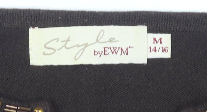 Style by EWM Women's Brown Beaded Jumper, M