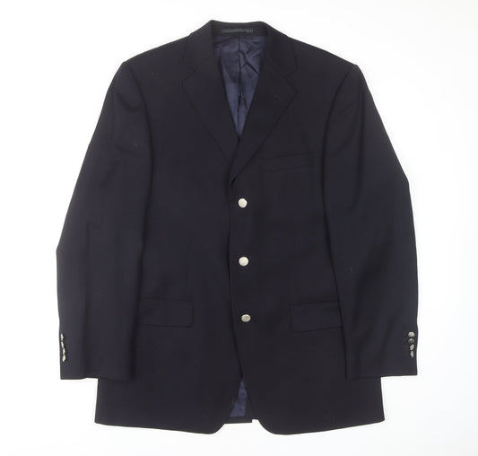 Jaeger Men's Black Blazer XL Regular Fit Wool