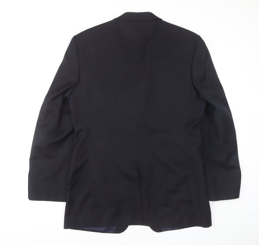 Jaeger Men's Black Blazer XL Regular Fit Wool
