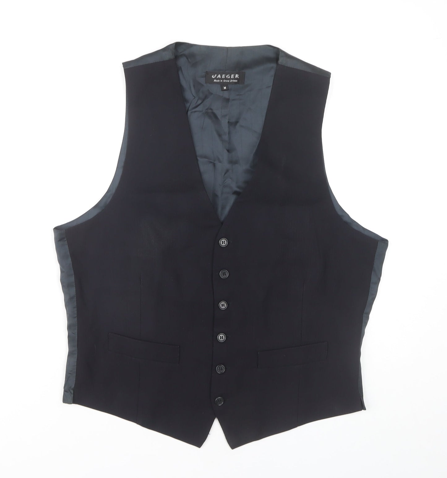 Jaeger Men's Black Waistcoat Medium Classic Formal