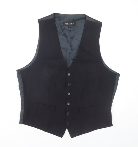 Jaeger Men's Black Waistcoat Medium Classic Formal