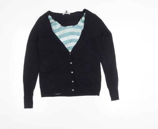 Laura Ashley Women's Black Cardigan UK 10 Cotton Blend
