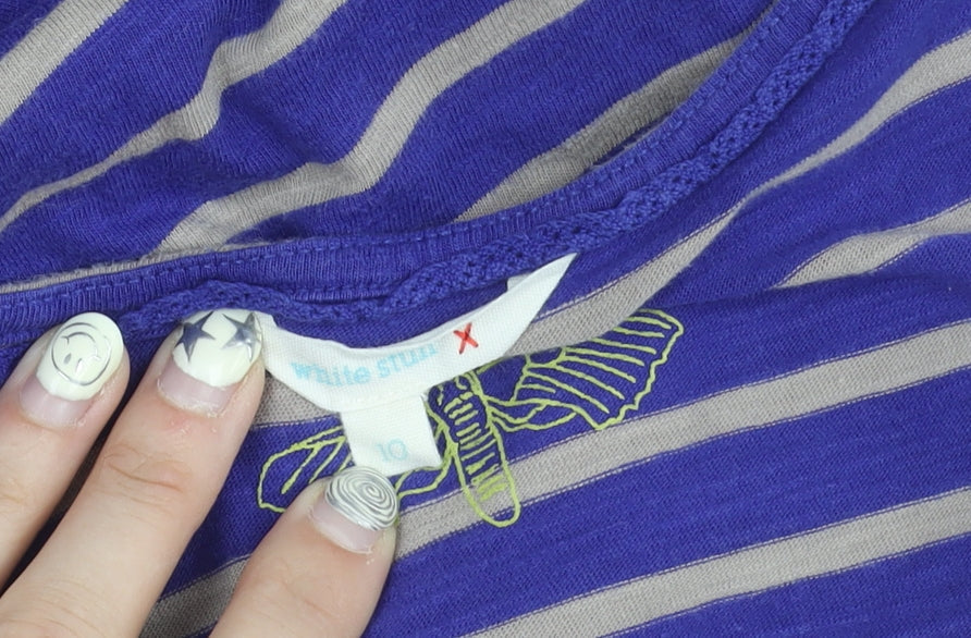 White Stuff Women's Blue Striped Dress Size 10