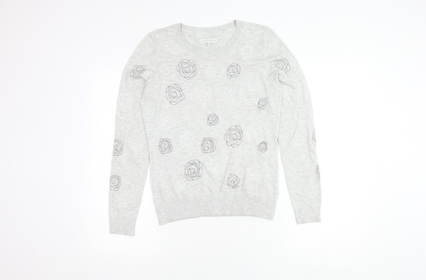 RJR.John Rocha Women's Grey Floral Pullover Jumper Size 8