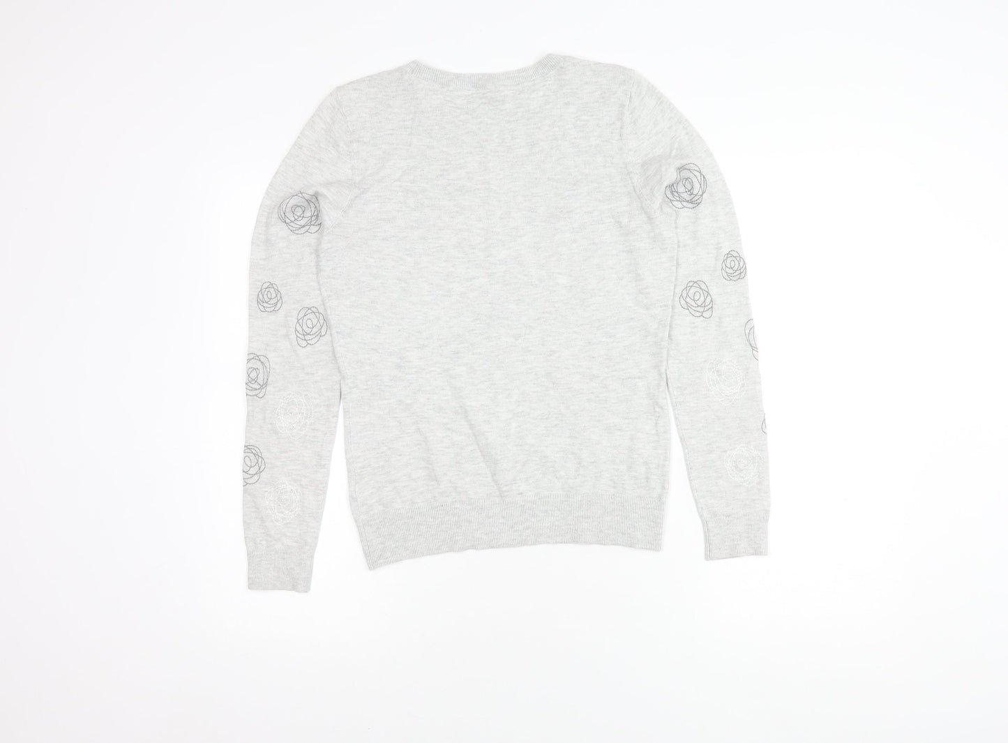 RJR.John Rocha Women's Grey Floral Pullover Jumper Size 8