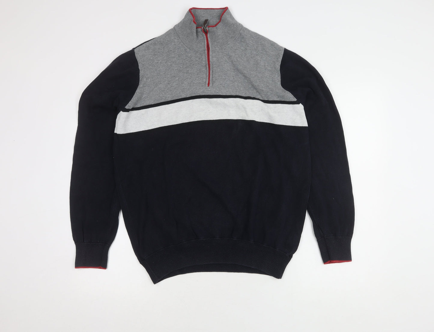 Blue Harbour Men's Black Grey Full Zip Sweatshirt L