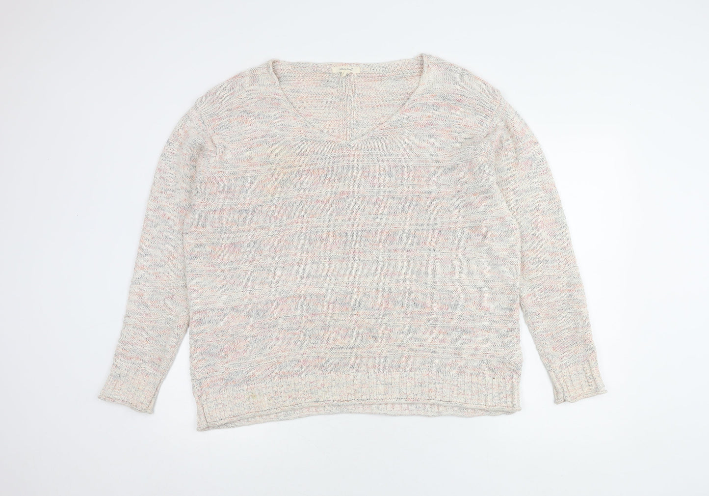 White Stuff Women's Multicoloured V-Neck Jumper Size 16